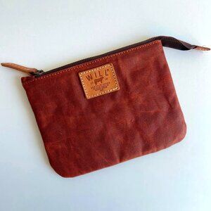 🆕 Will Leather Goods Rust Color Leather Quilted Lined Zippered Pouch